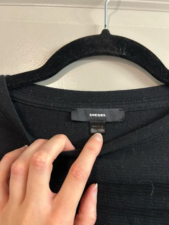 Diesel Black Mesh Lined Knit Crewneck Top - Picture 3 of 6